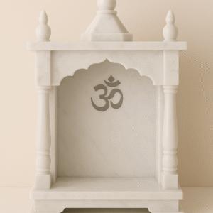 "DivyaSangrah marble temple for office or home—handcrafted stone mandir with traditional dome, ornate carvings, and sacred architecture, ideal for spiritual ambience and vastu alignment."